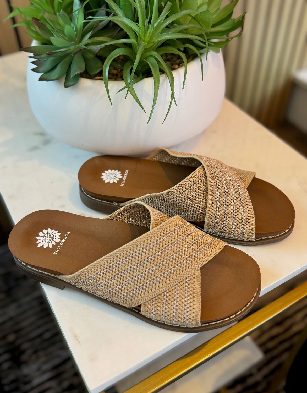 Light Gold Kable Slide Sandals