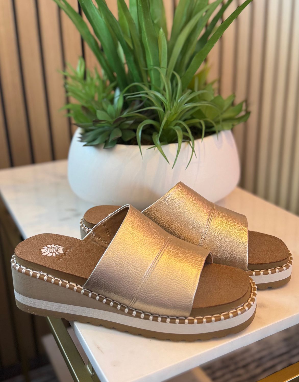 Light Gold Ayama Wedge Sandals