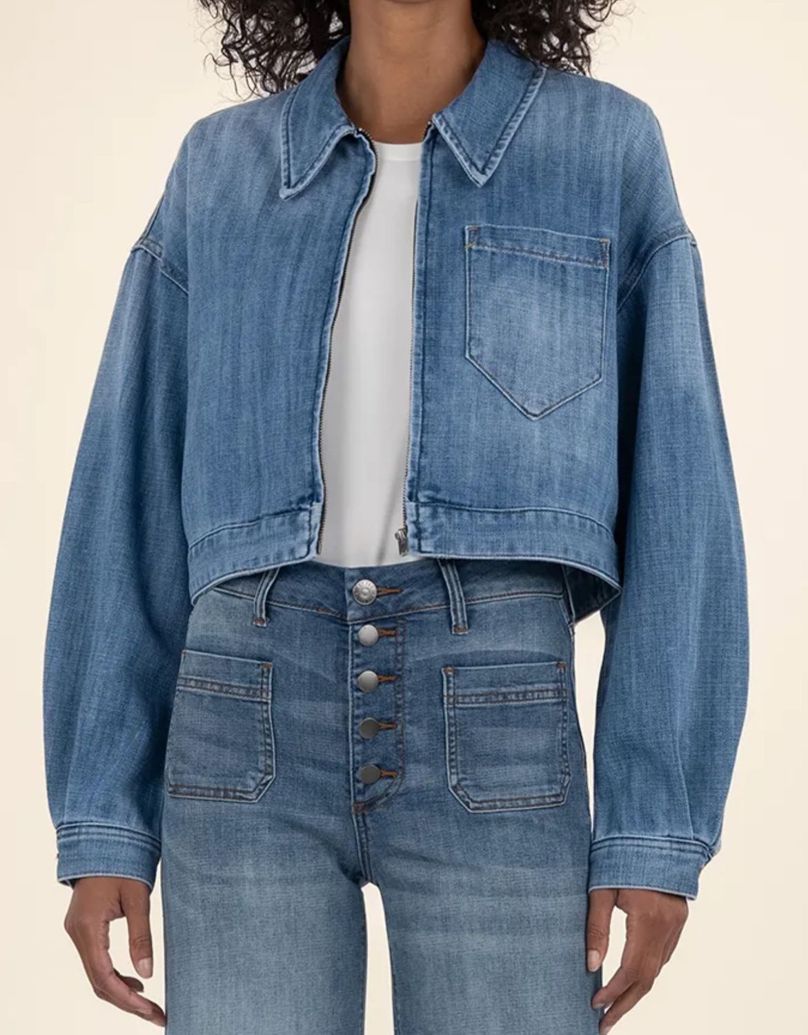 Luna Oversized Crop Zip Up Jacket