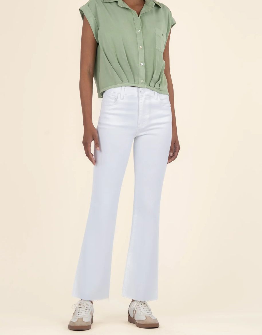 Optic White High Rise Kelsey Kick Flare
