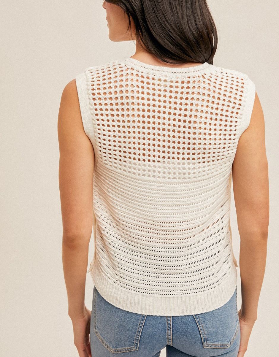 Off White Side Button Sweater Top