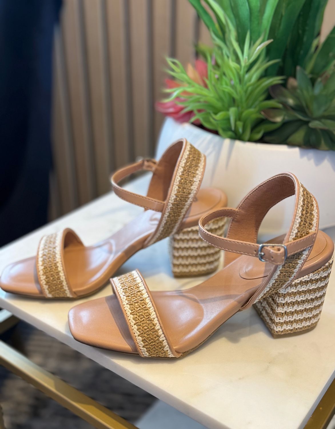 Haidee Nude Raffia Heels