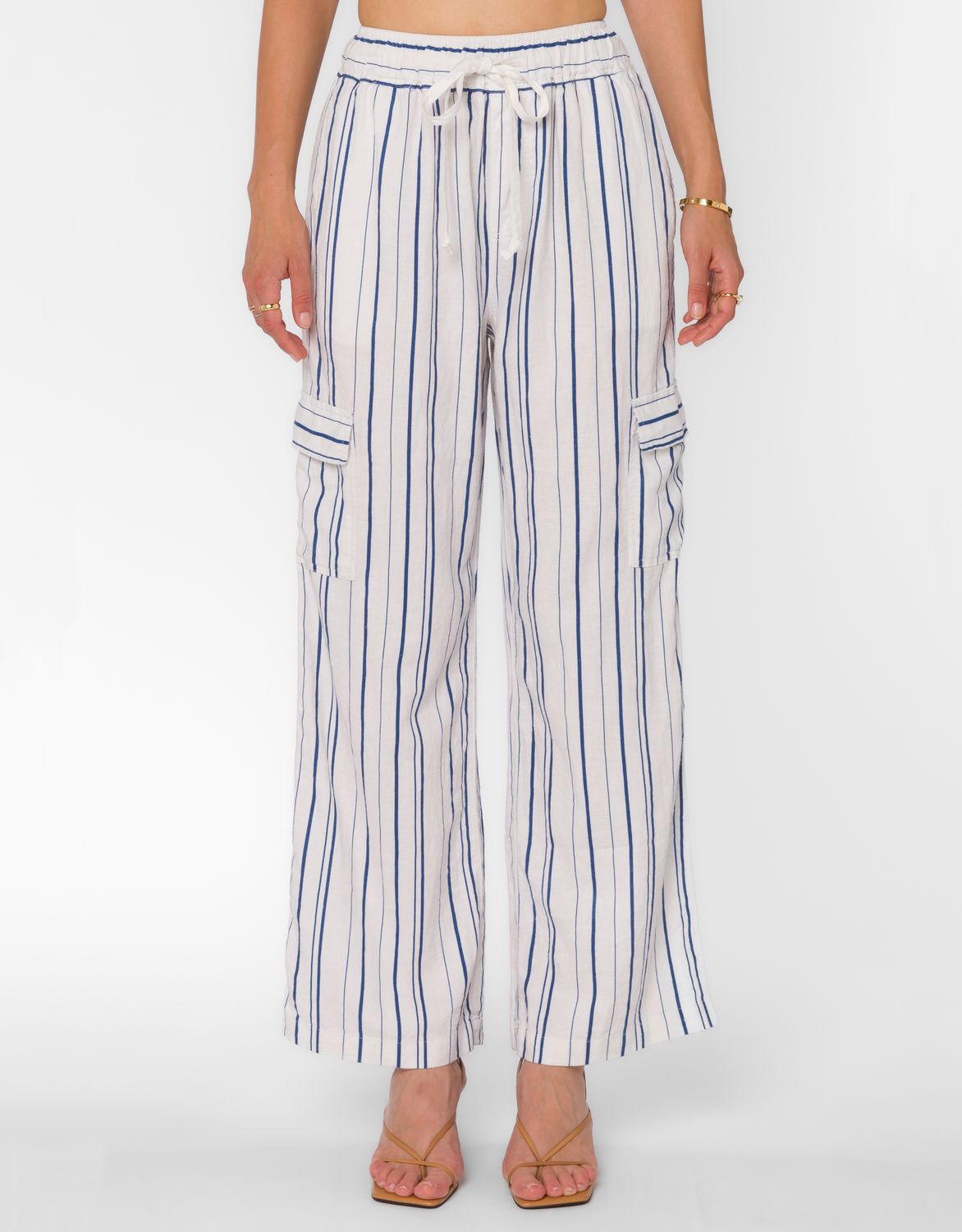 Navy Stripe Lynlee Elastic Waist Pant