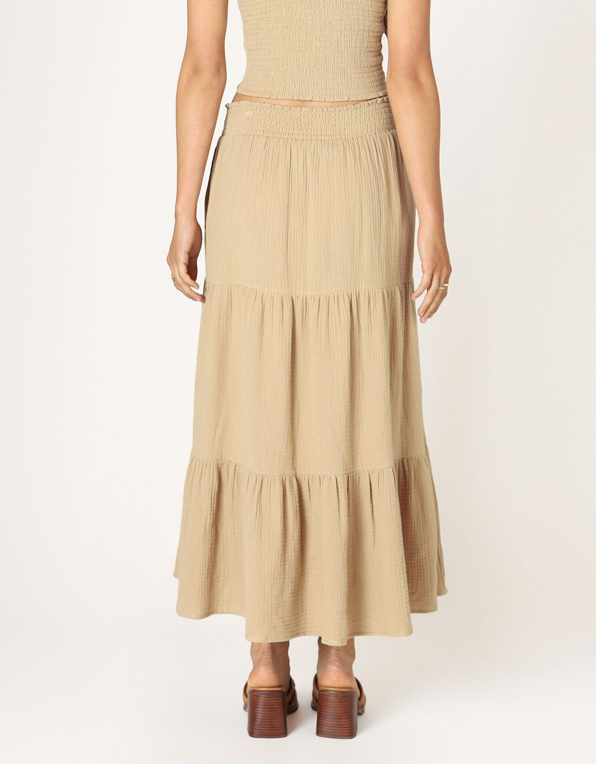 Desert Sand Pull on Textured Skirt