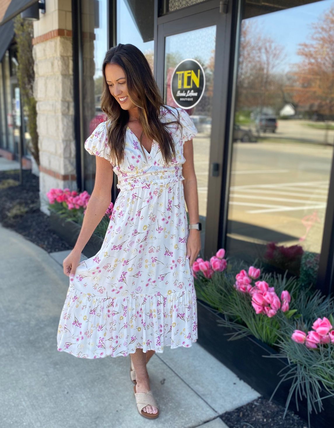 Yellow Floral Bubble Sleeve Maxi