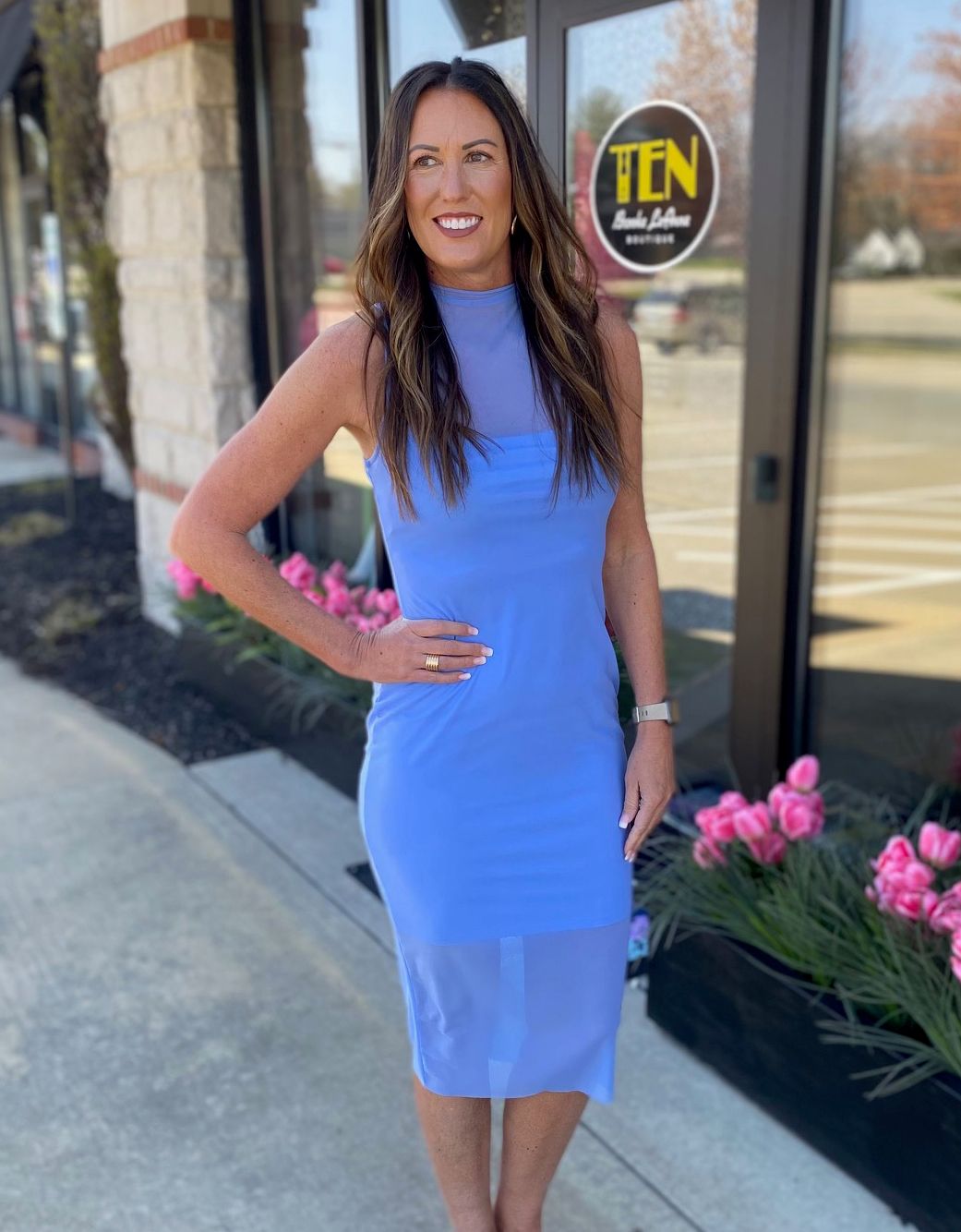 Sidra Indigo Blue Sheer Dress