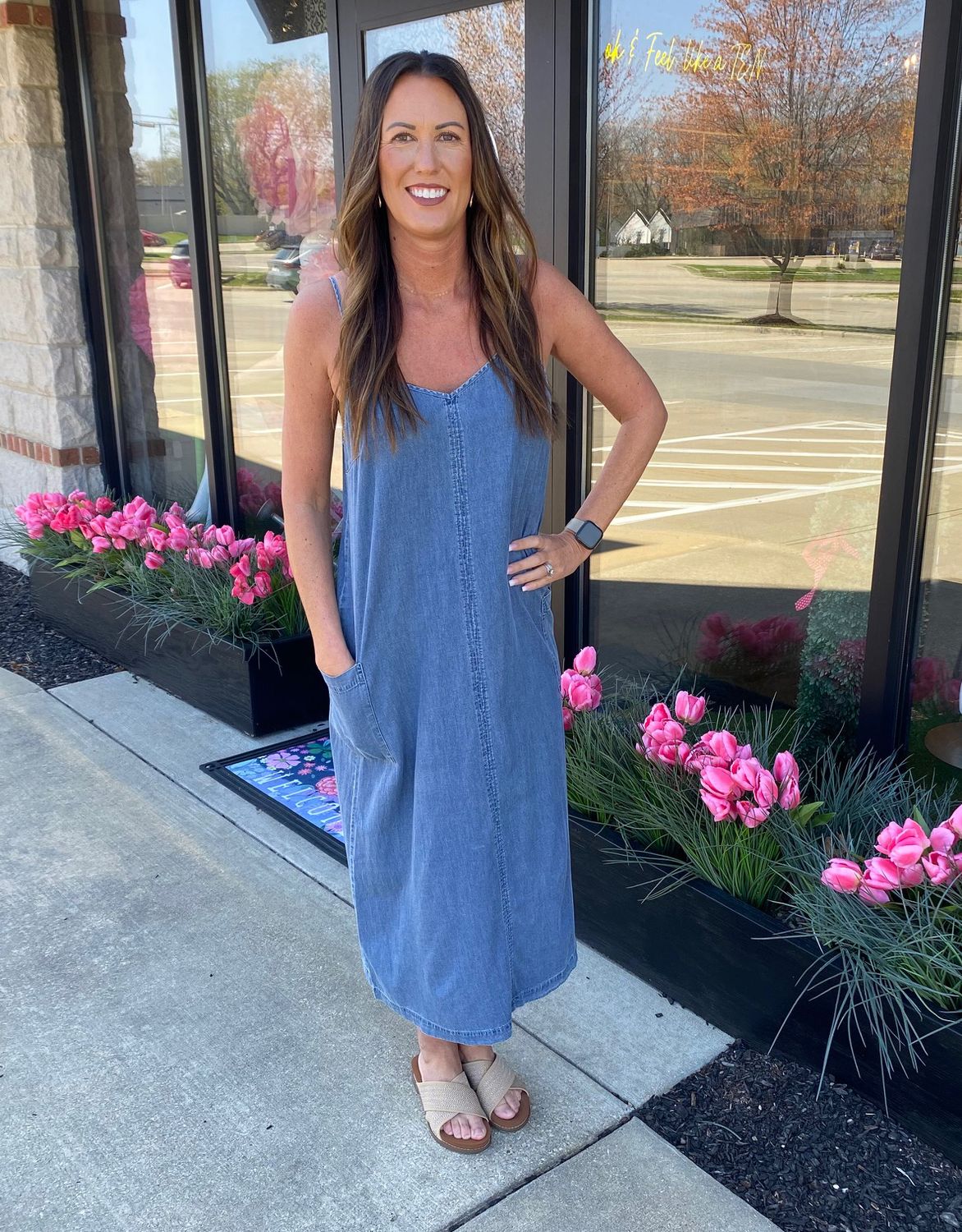 Blue Tencel Cargo Midi