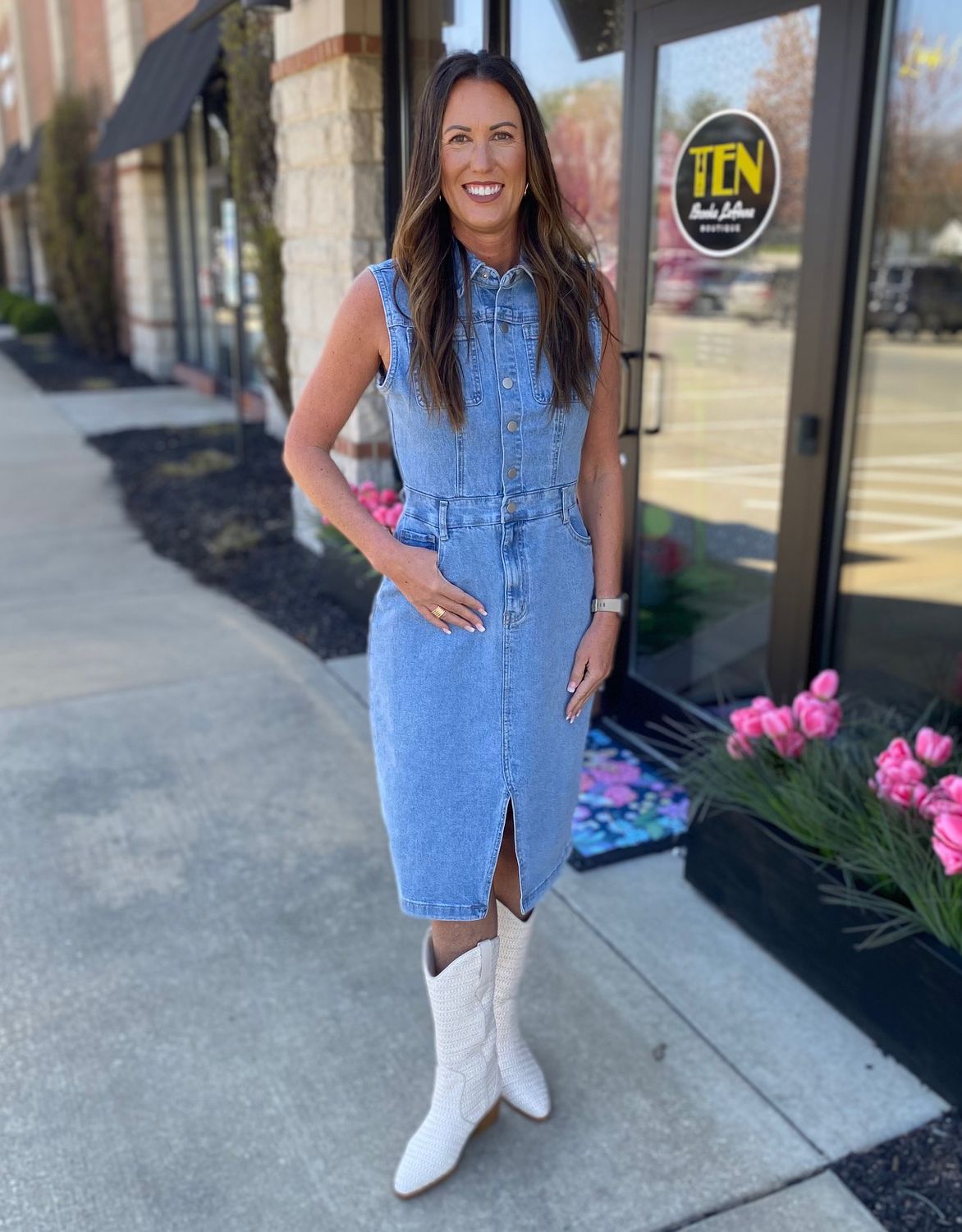 Trish Oasis Jean Snap Front Midi