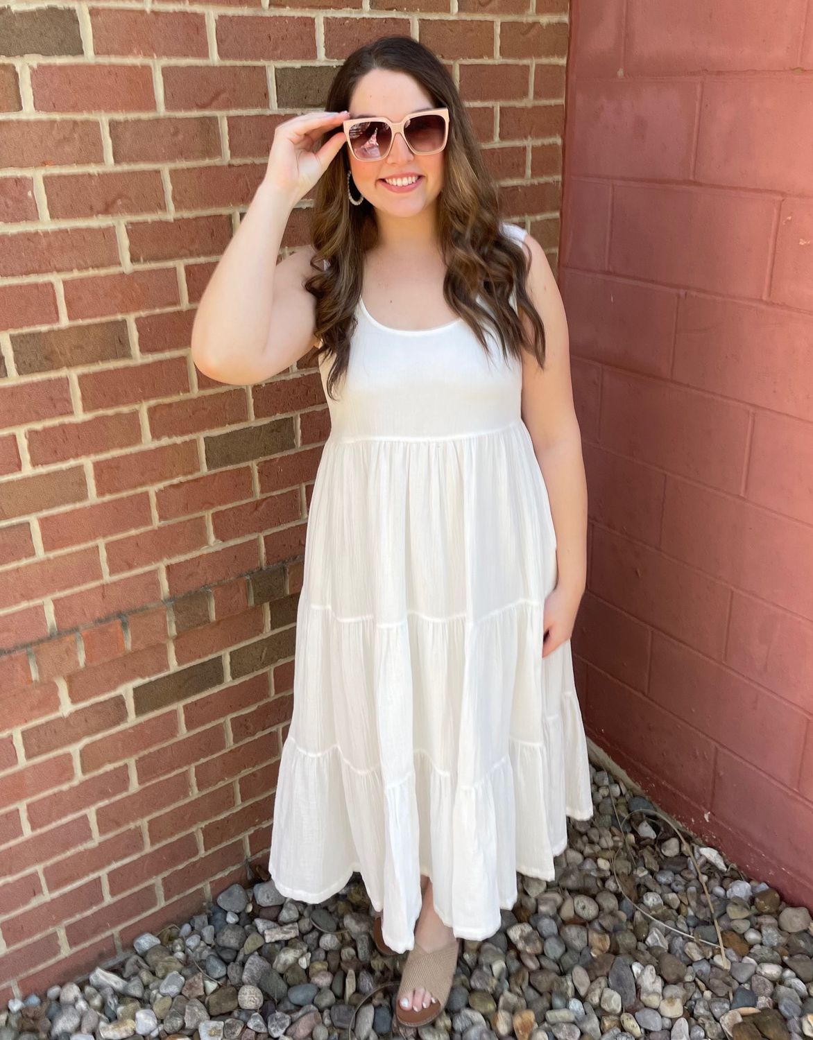 Off White Gauze Midi