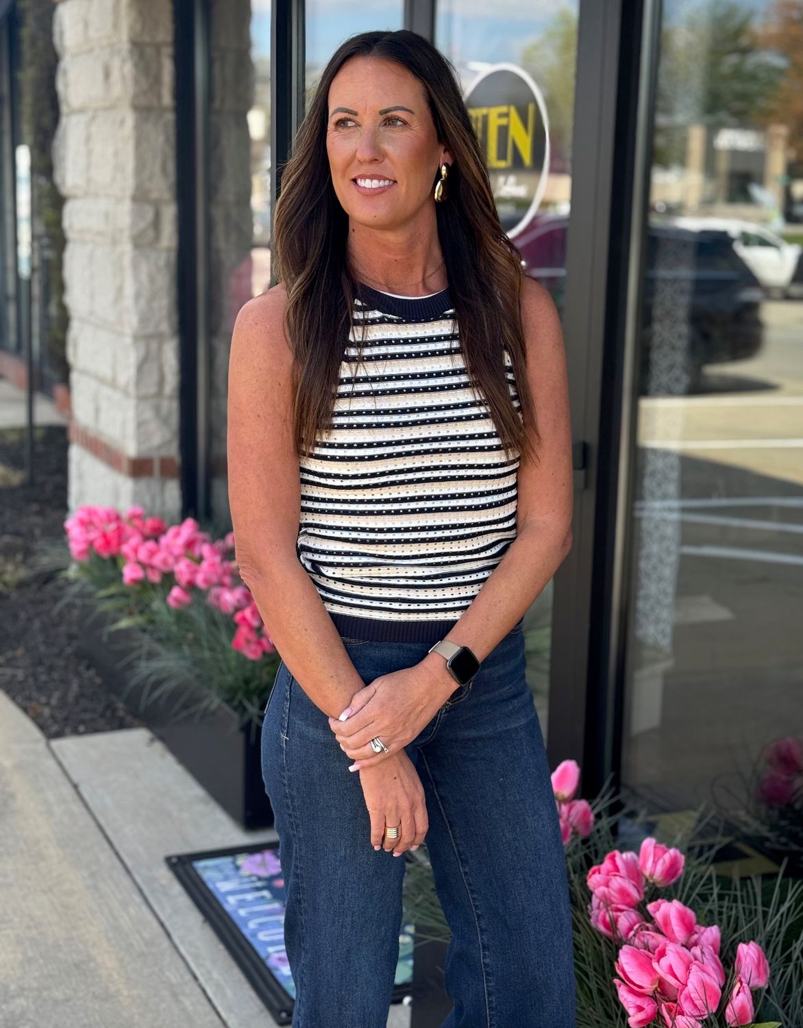 Navy Stripe Sweater Tank