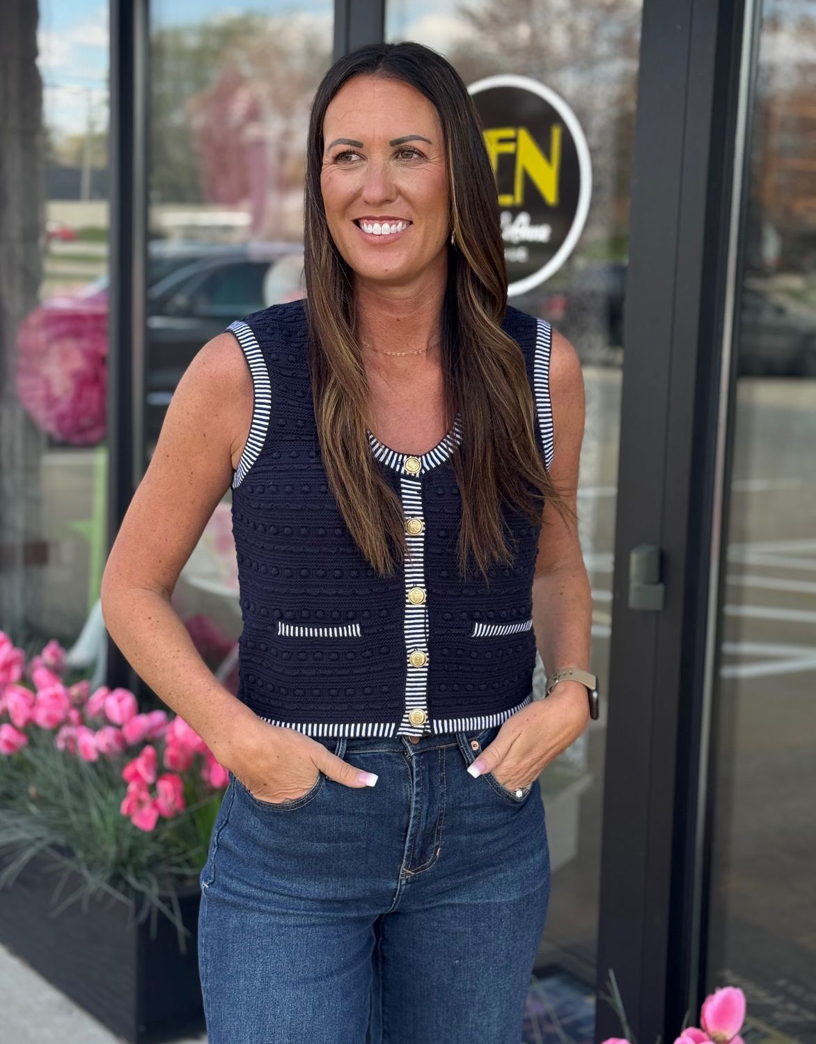 Navy Button Up Sweater Vest