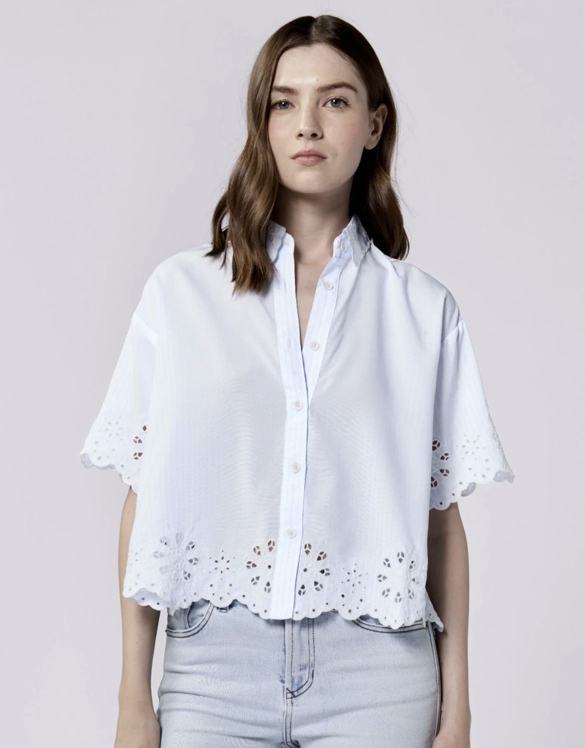 Skyway Ansel Button Up Eyelet Detail Top