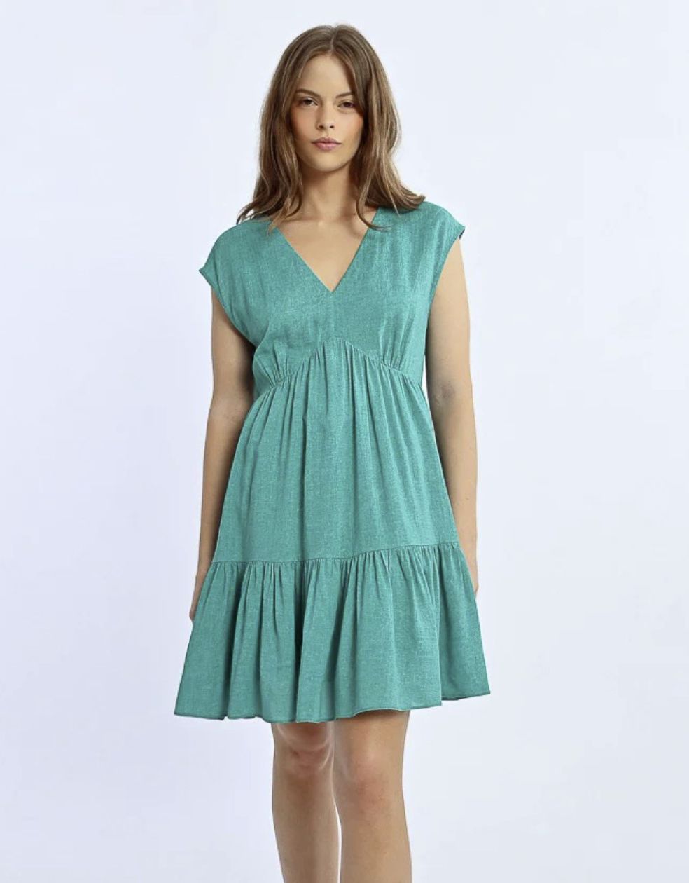 Emerald Tiered Tie Back Dress