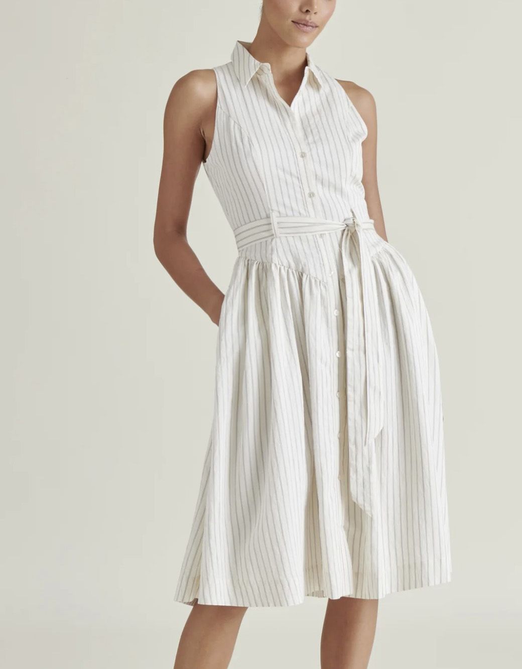 Cream Stripe Mary Dress