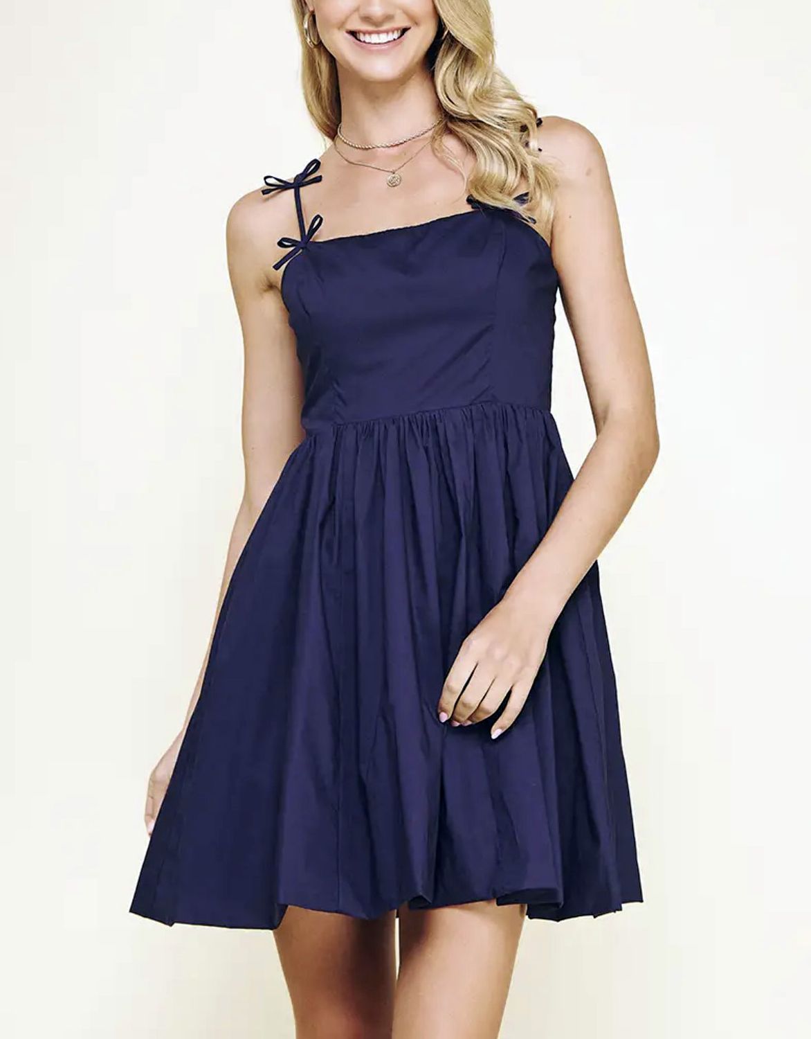 Navy Ribbon Detail Dress