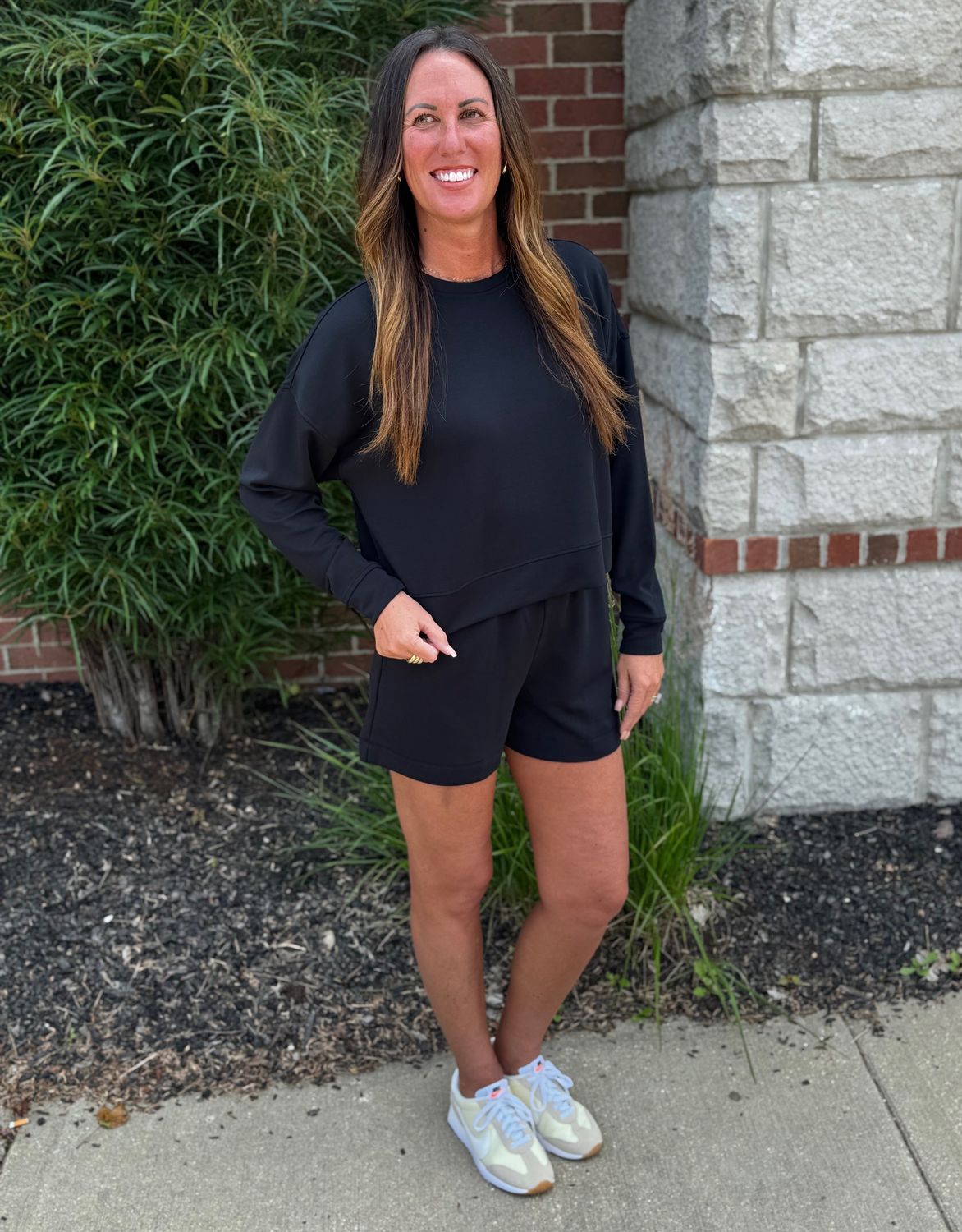 Black Laguna Dropped Shoulder Sweatshirt