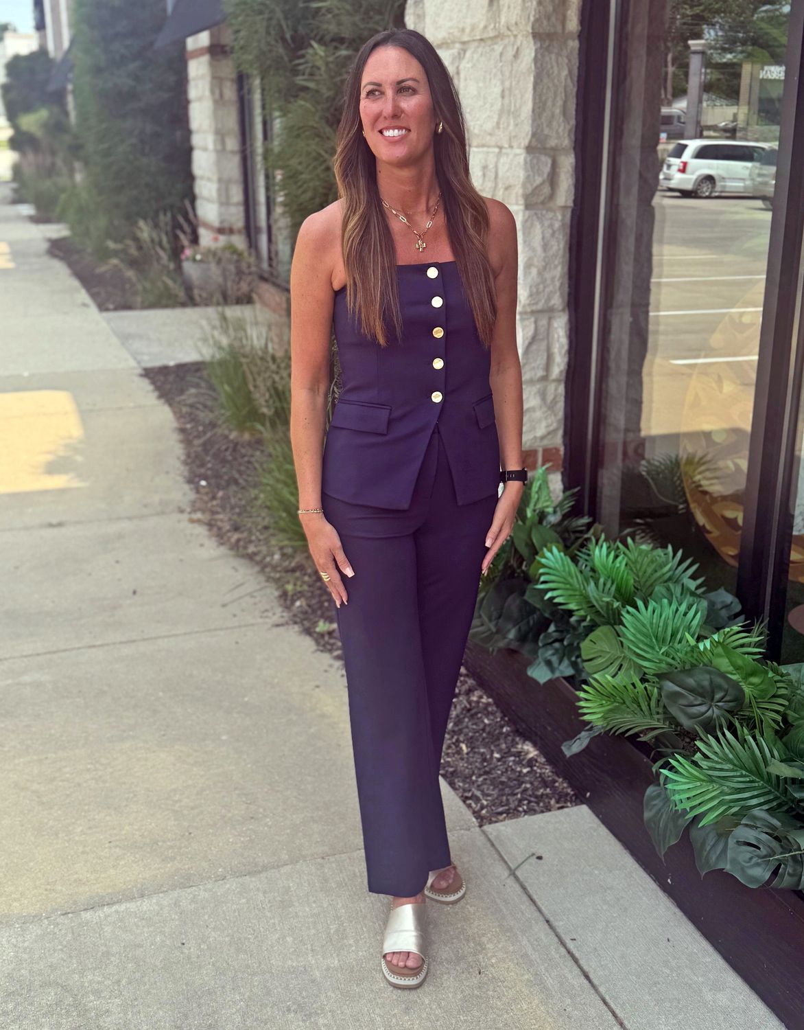 Navy Strapless Vest 