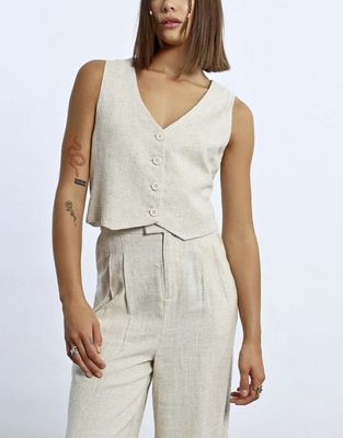Light Beige Linen Vest