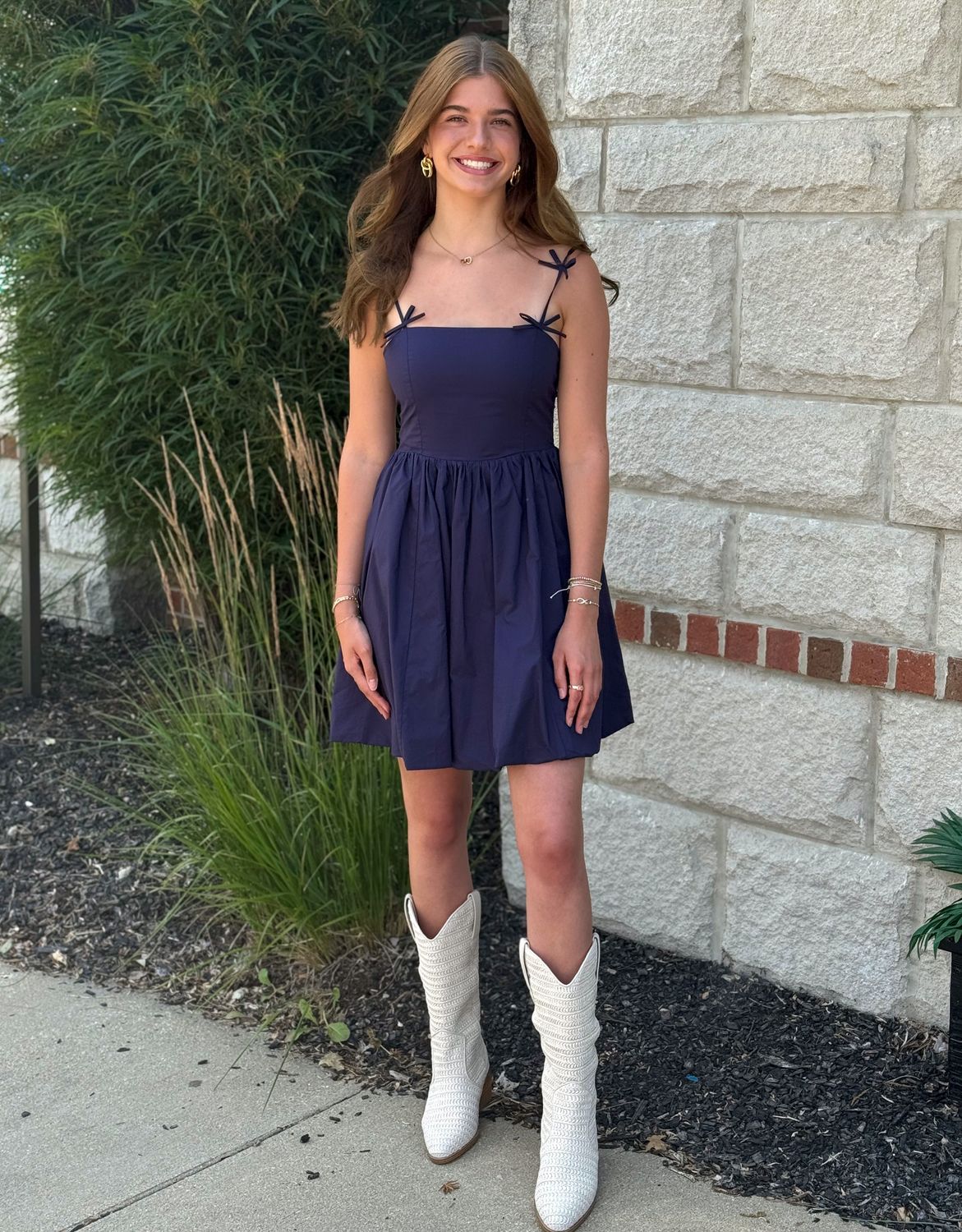 Navy Ribbon Detail Dress
