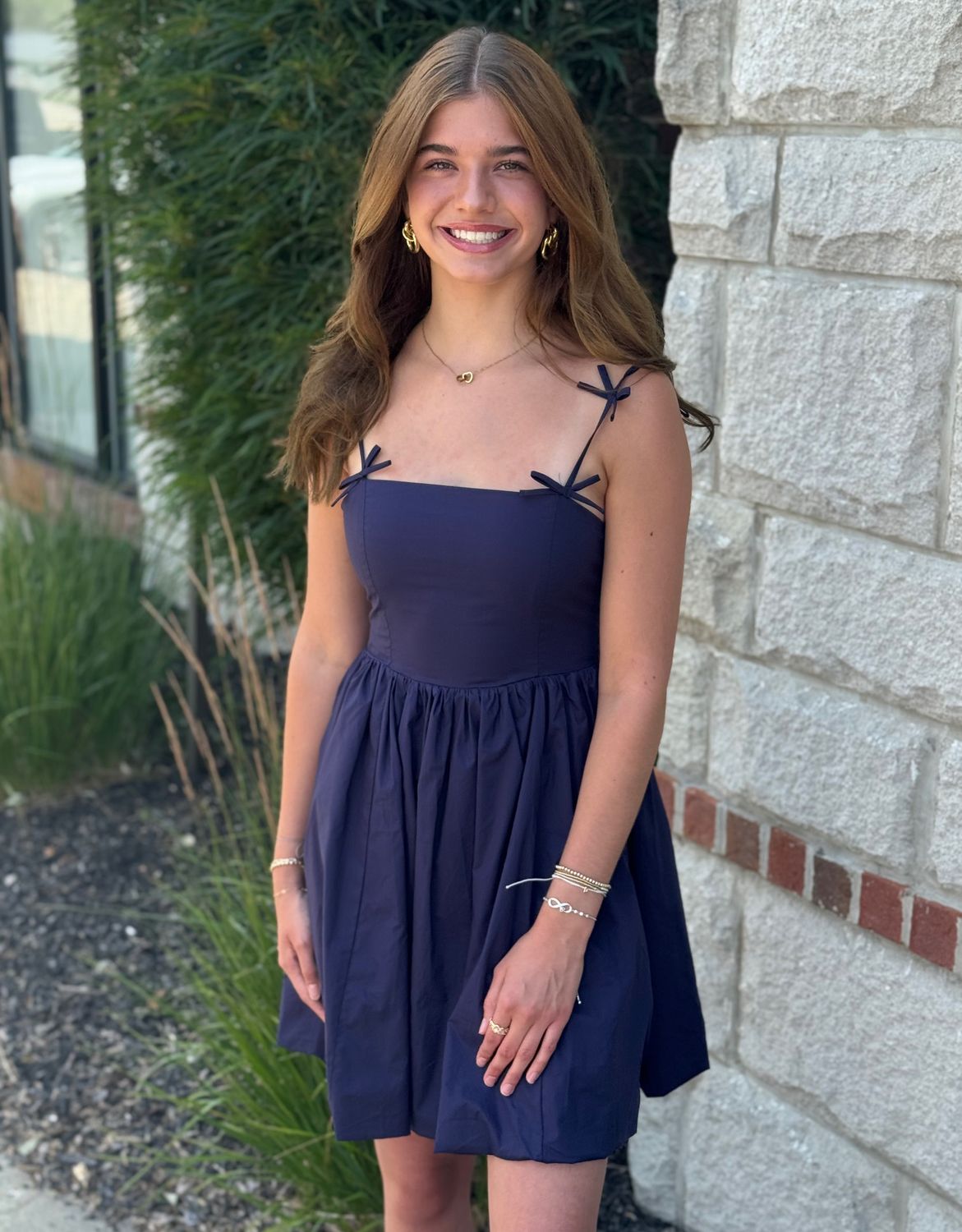 Navy Ribbon Detail Dress