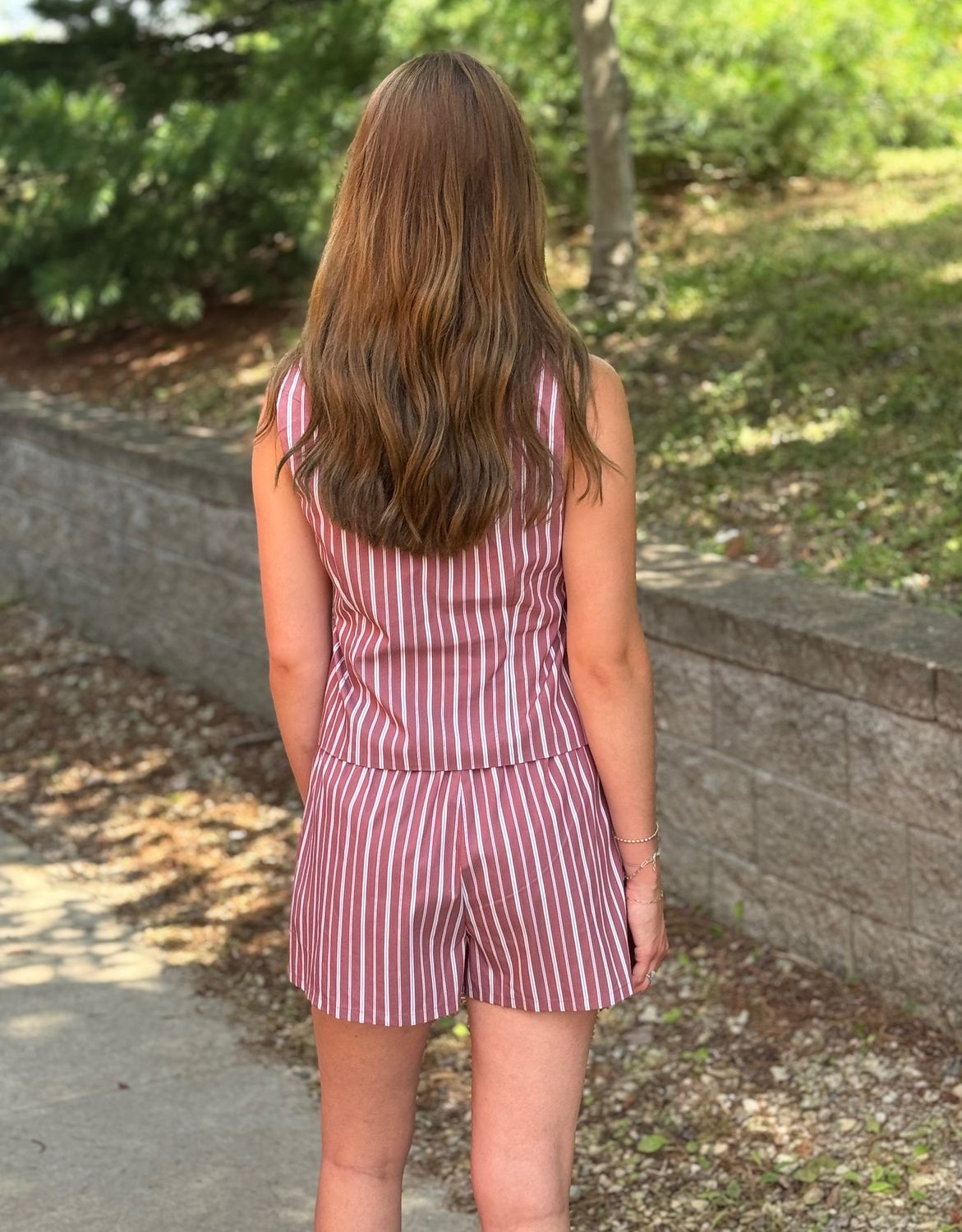 Dusty Brick Stripe Melena Shorts