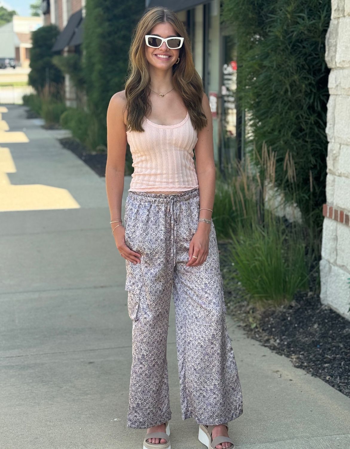 Light Peach Pointelle Knit Tank