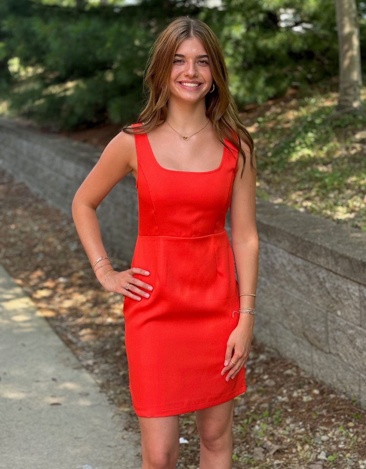 Coral Open Back Dress
