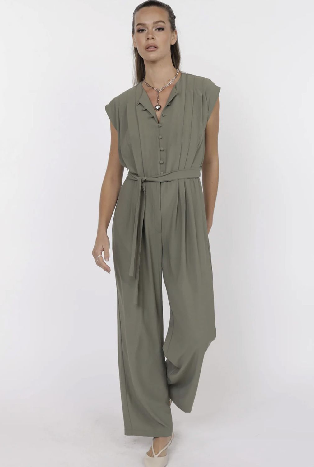 Dusty Olive For You Crepe Jumpsuit