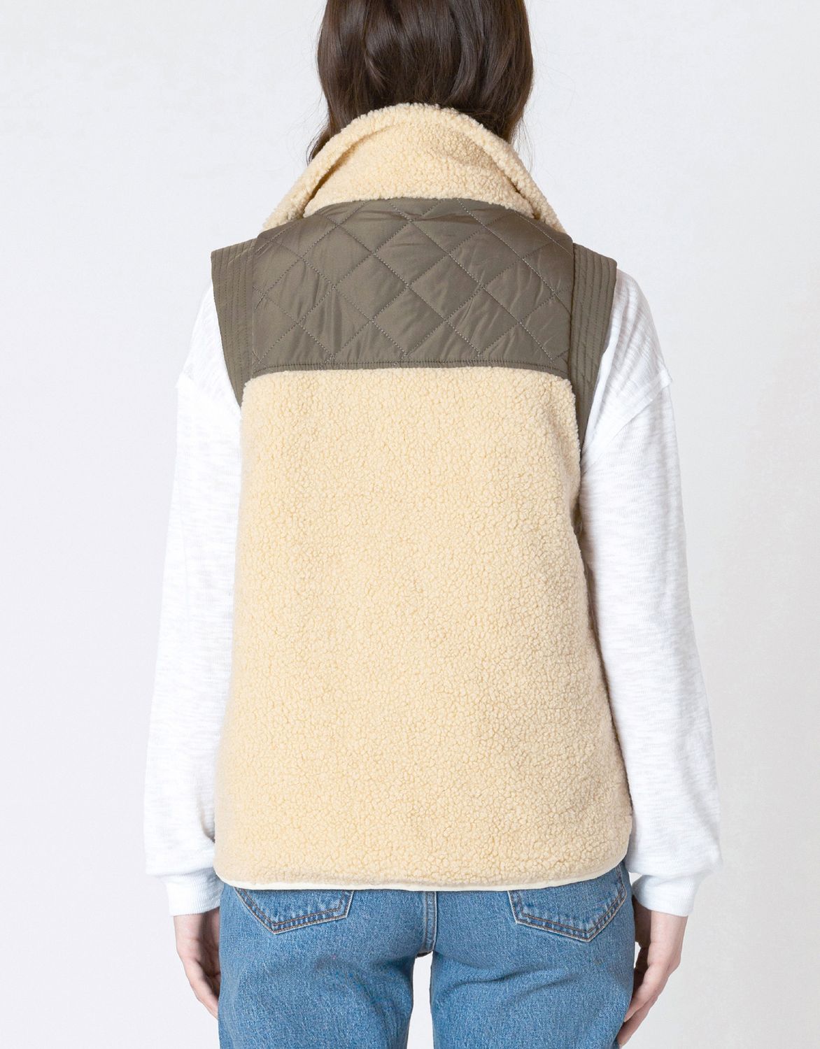 Olive Mixed Fabric Vest