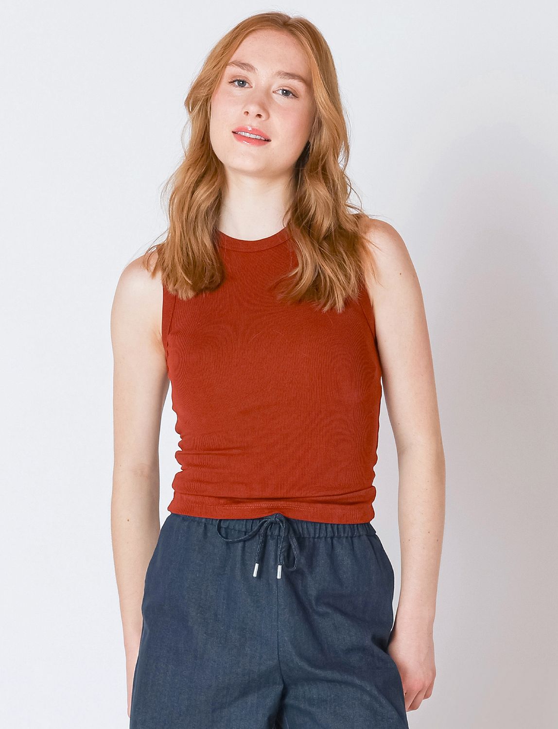 Burnt Orange Ribbed Tank