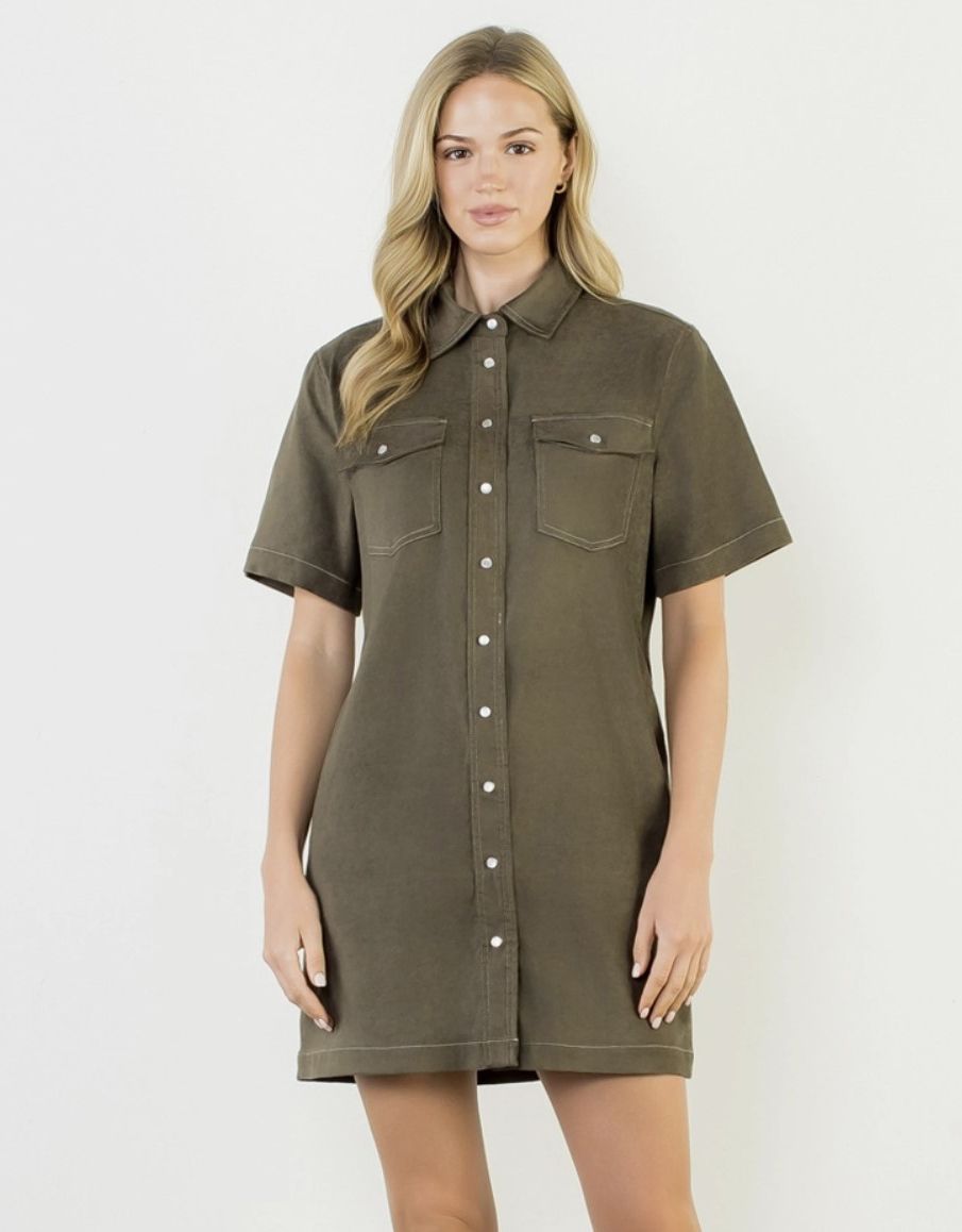 Olive Suede Dress