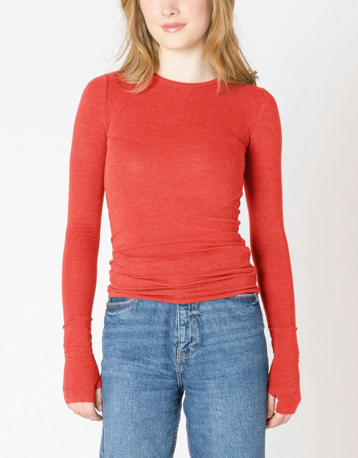 Candy Red Brushed Crewneck Tee