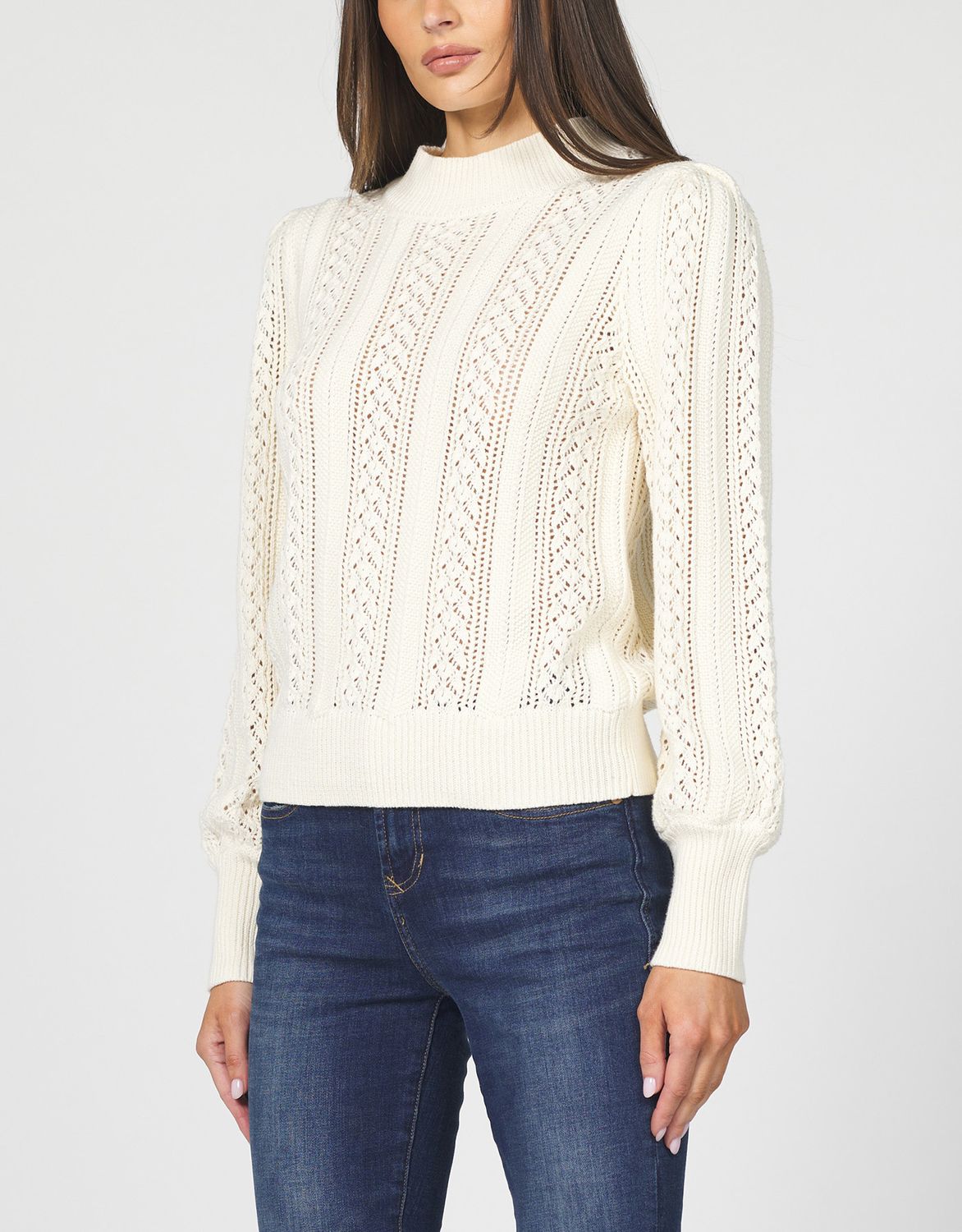 Natural Jasmine Mock Neck Sweater