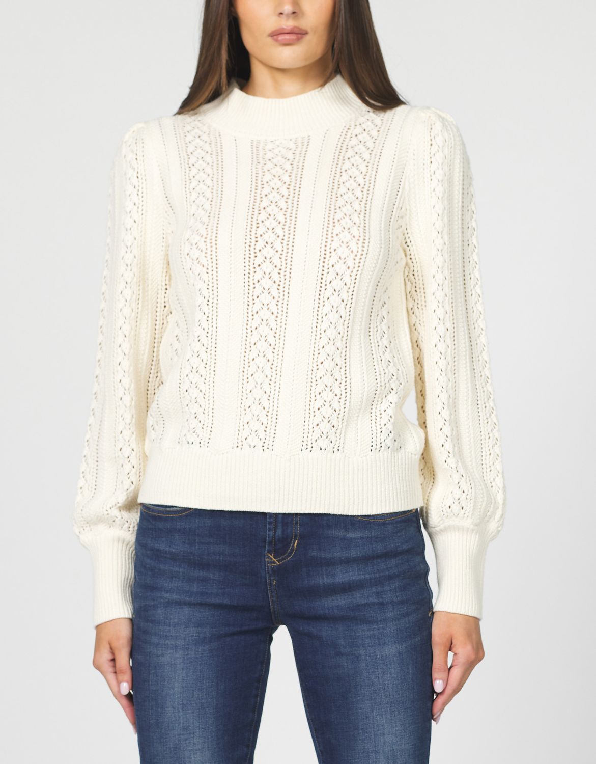 Natural Jasmine Mock Neck Sweater