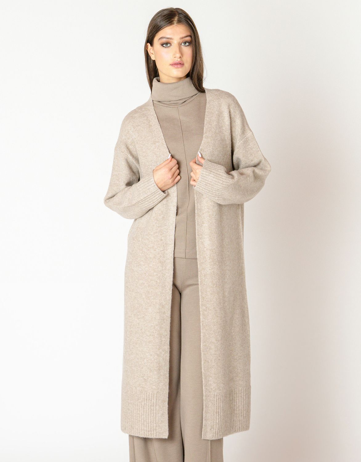 Heather Oatmeal Longline Cardigan