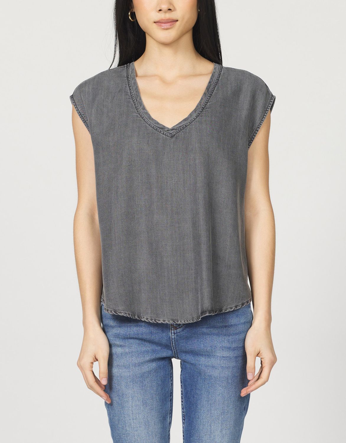 Ash Chambray V Neck Top