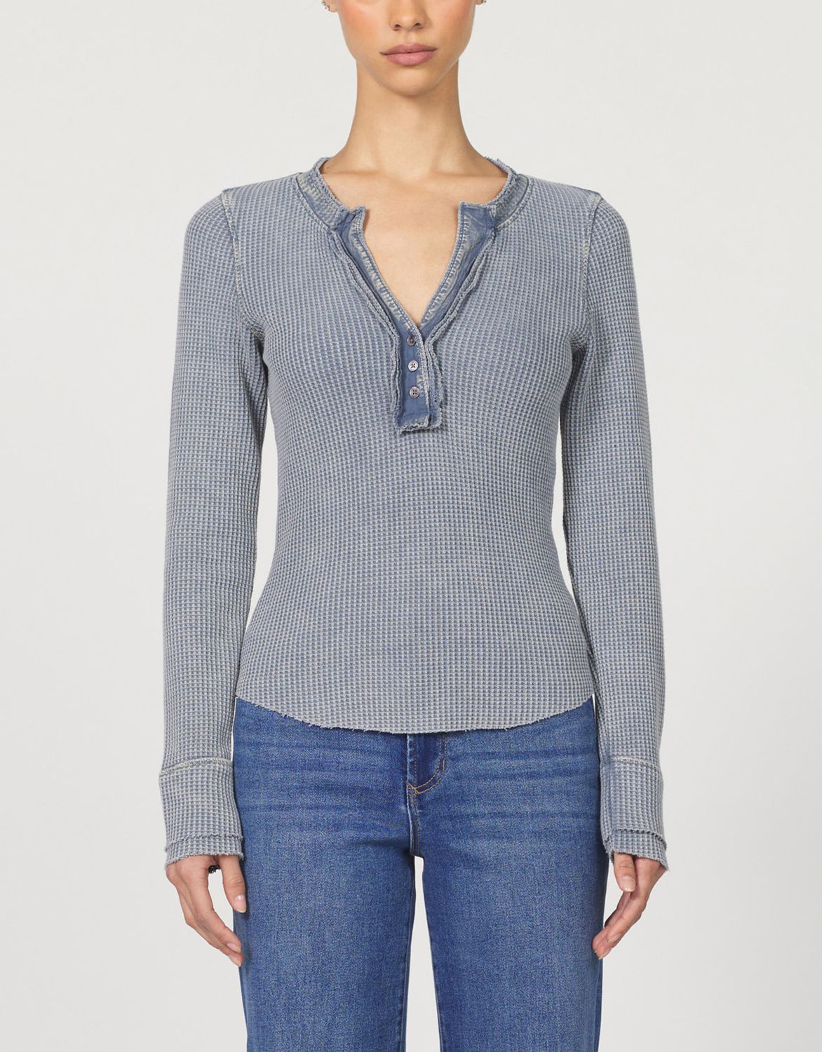 Vintage Indigo Luna Waffle V Neck Top