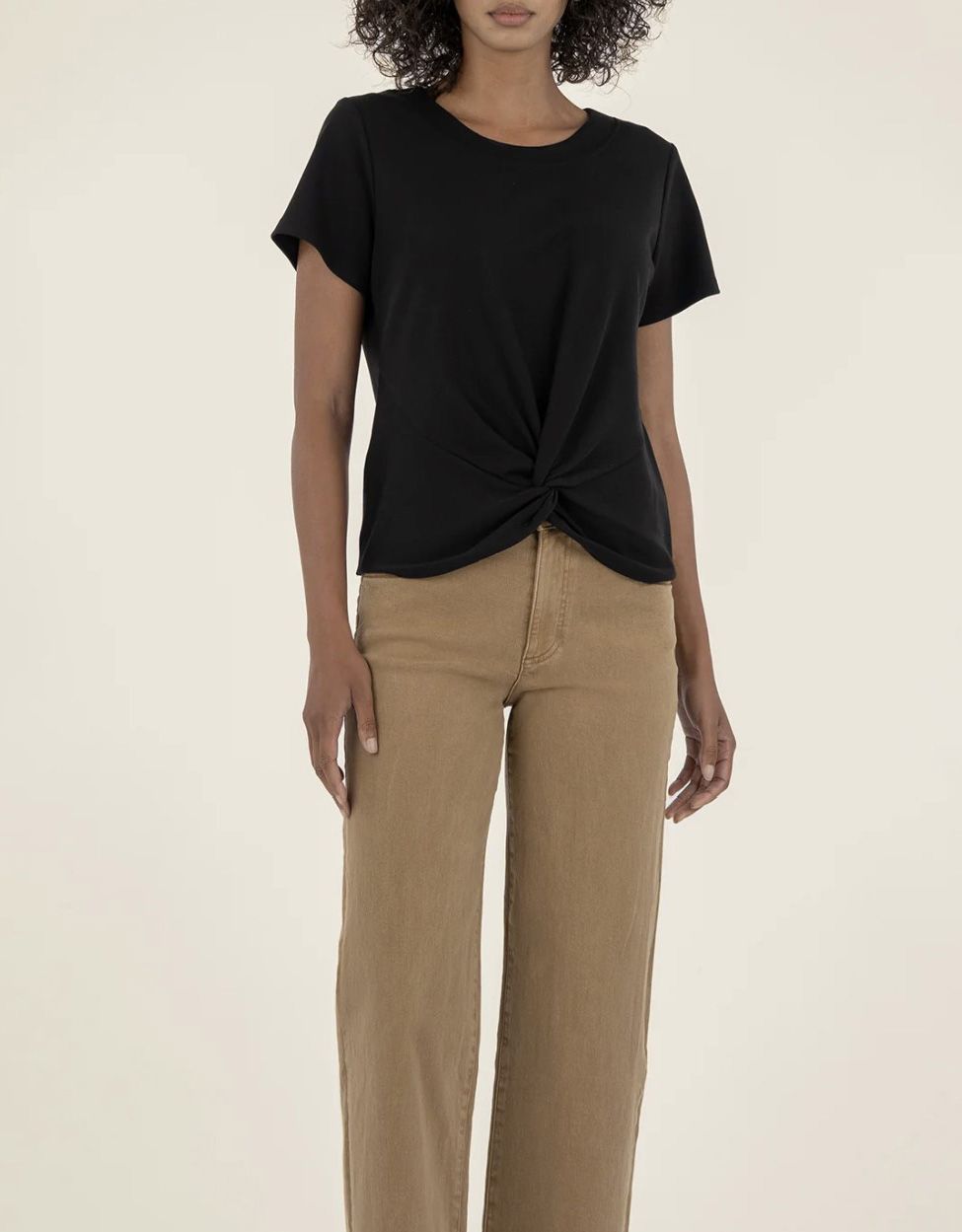 Black Avi Twist Hem Tee