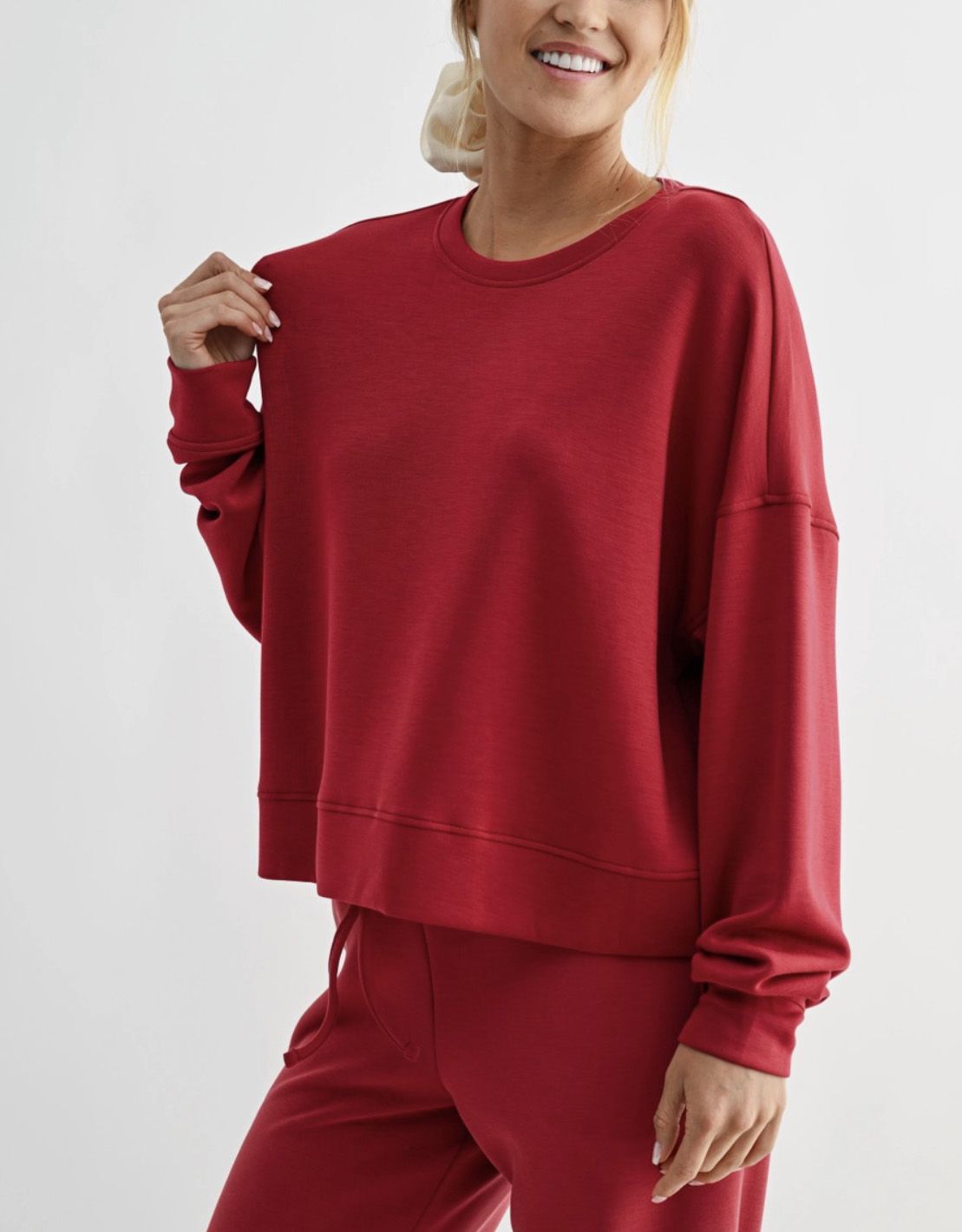 Garnet Red Laguna Dropped Shoulder Sweatshirt