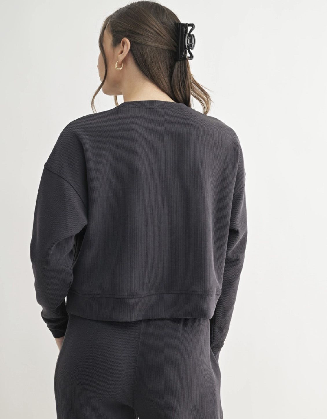 Black Luxe Sand Rib Sweatshirt
