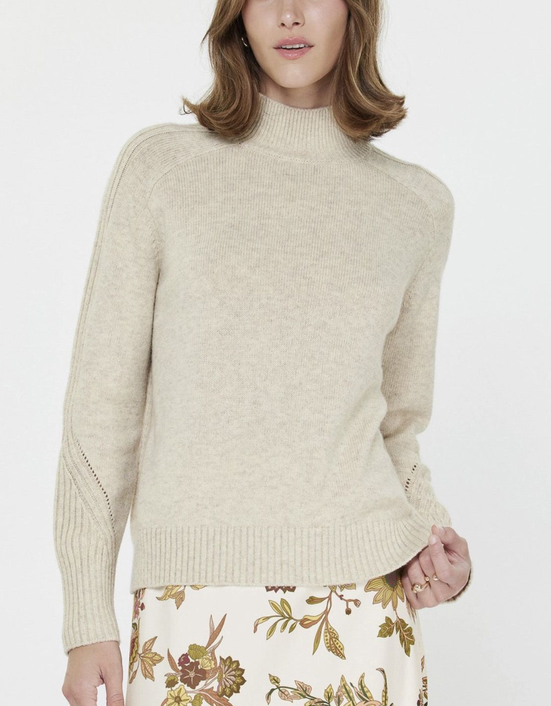 Oat Beige Turtleneck Sweater
