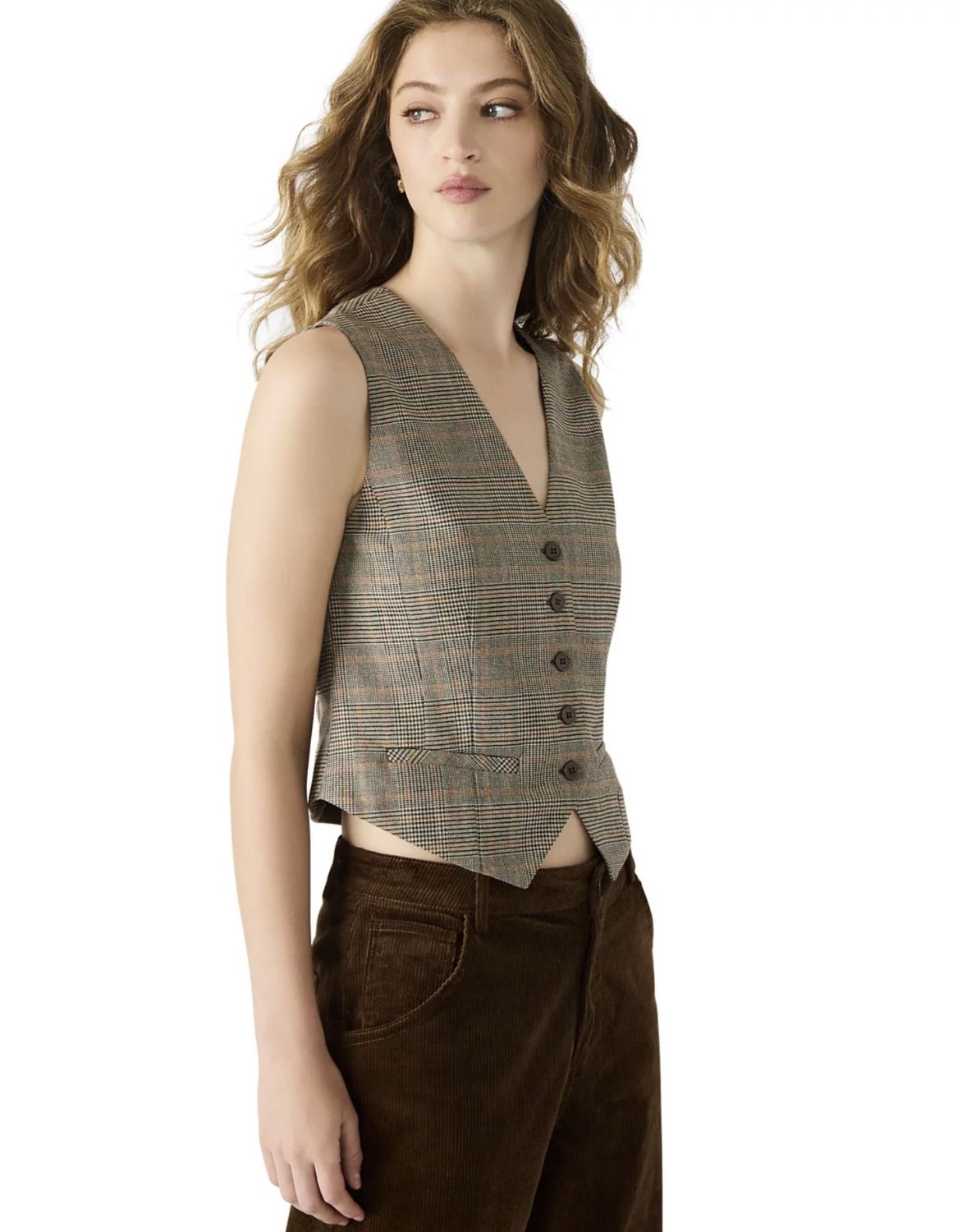 Brown Plaid Barrett Vest