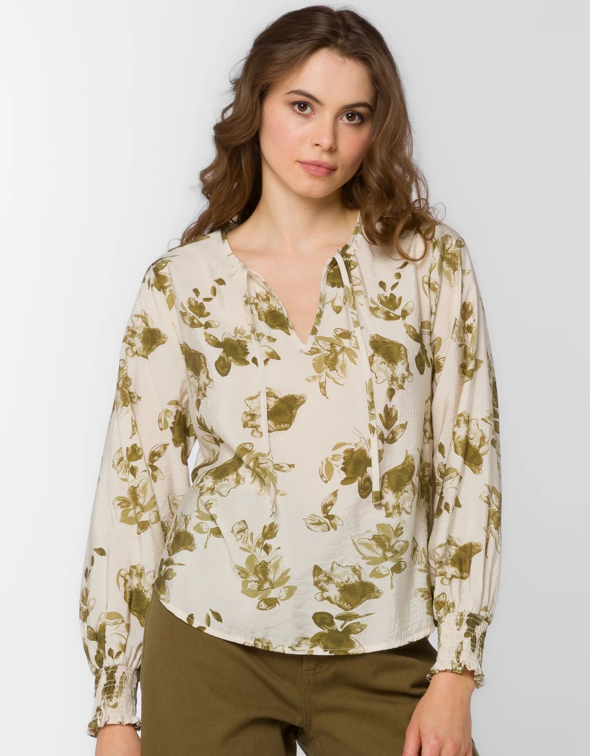 Olive Floral Penny Blouse