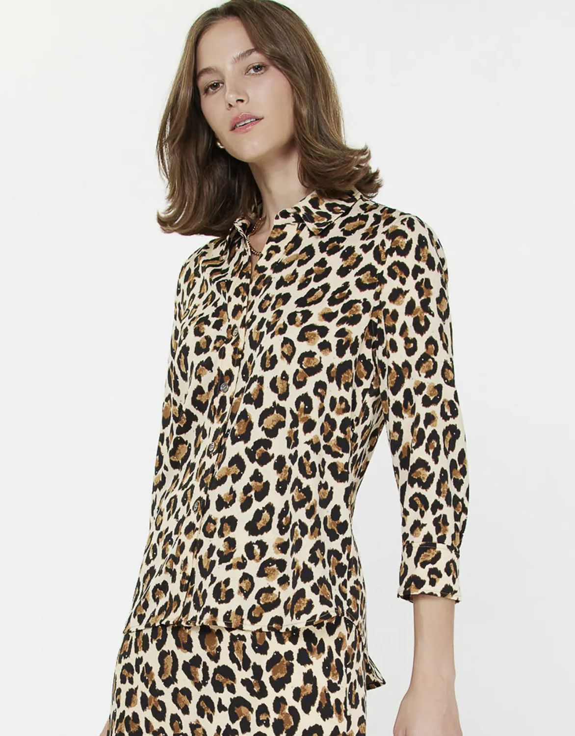 Brown Leopard Button Down Shirt