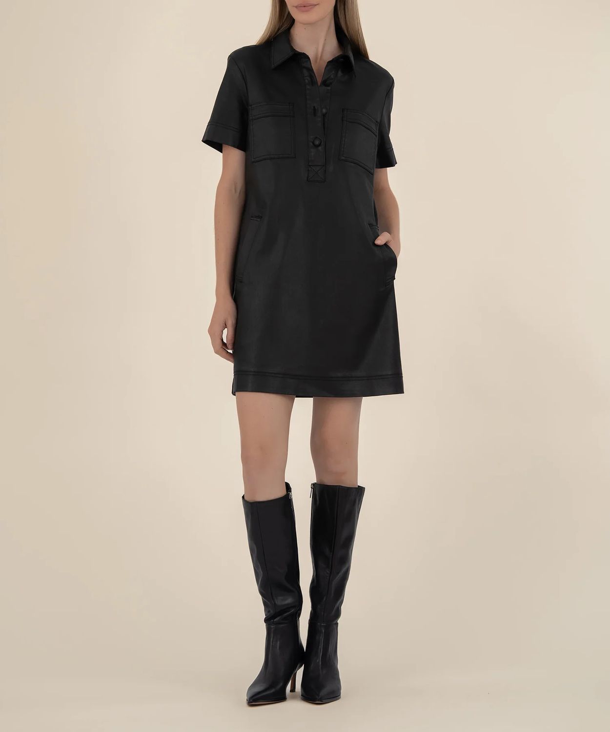 Tatiana Black Coated Dress