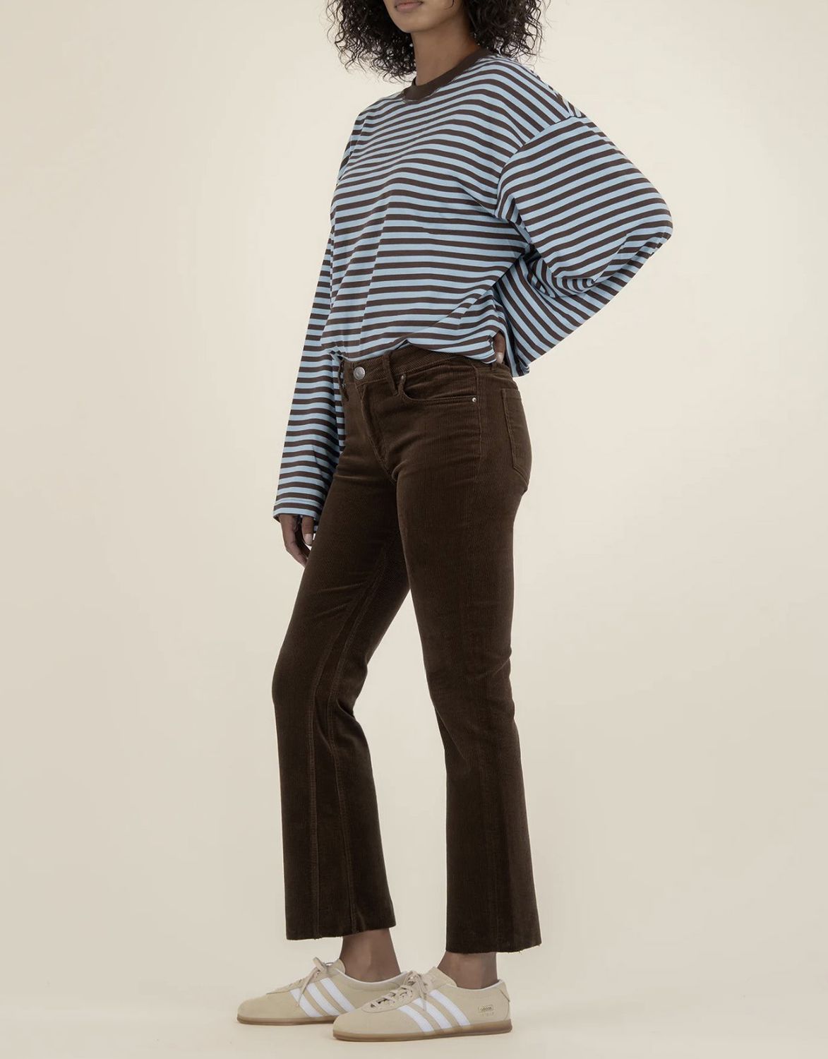 Brown Corduroy Mid Rise Kelsey Kick Flare