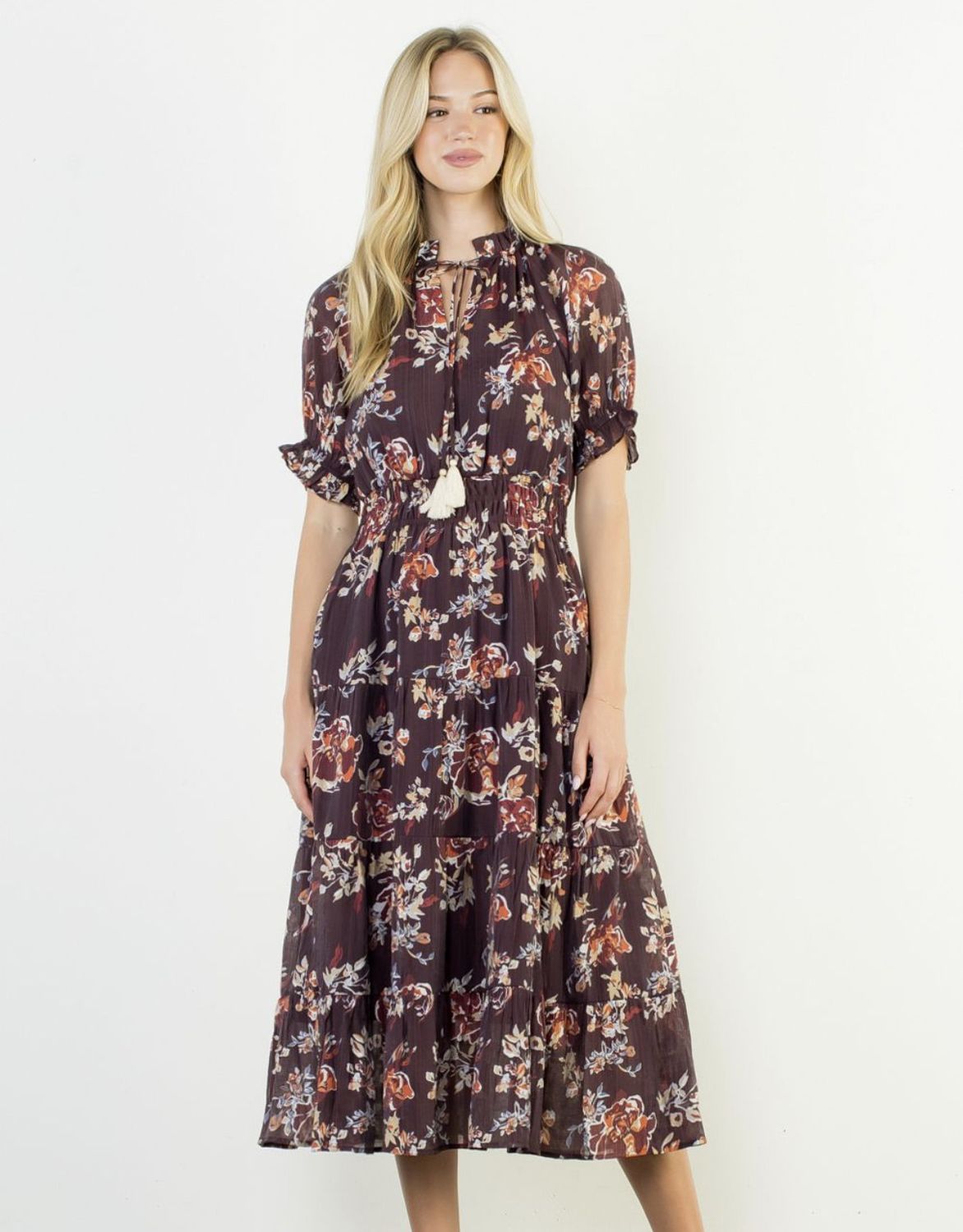Burgundy Floral Midi