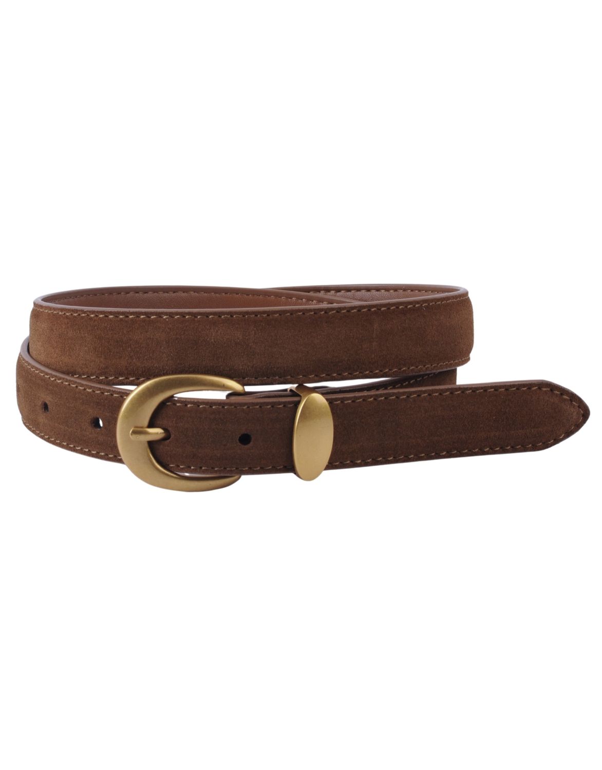 Suede Belt with Gold Curve Buckle