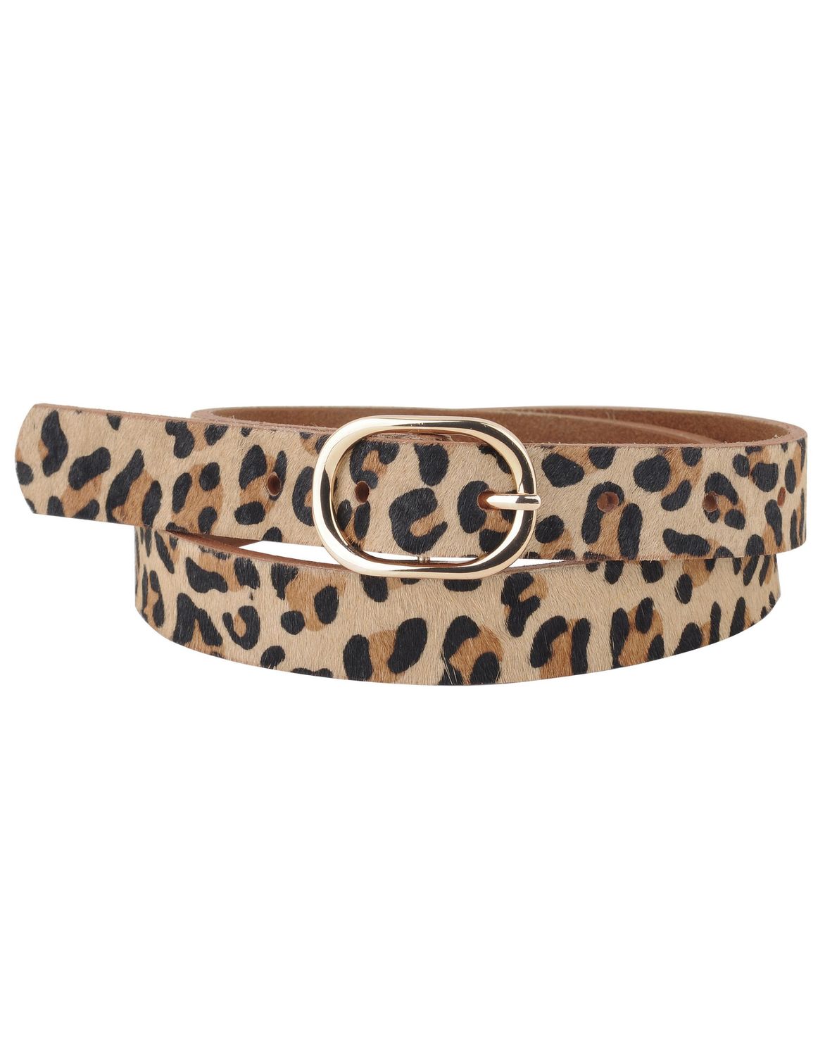 Leopard Print Calf Hair Leather Belt