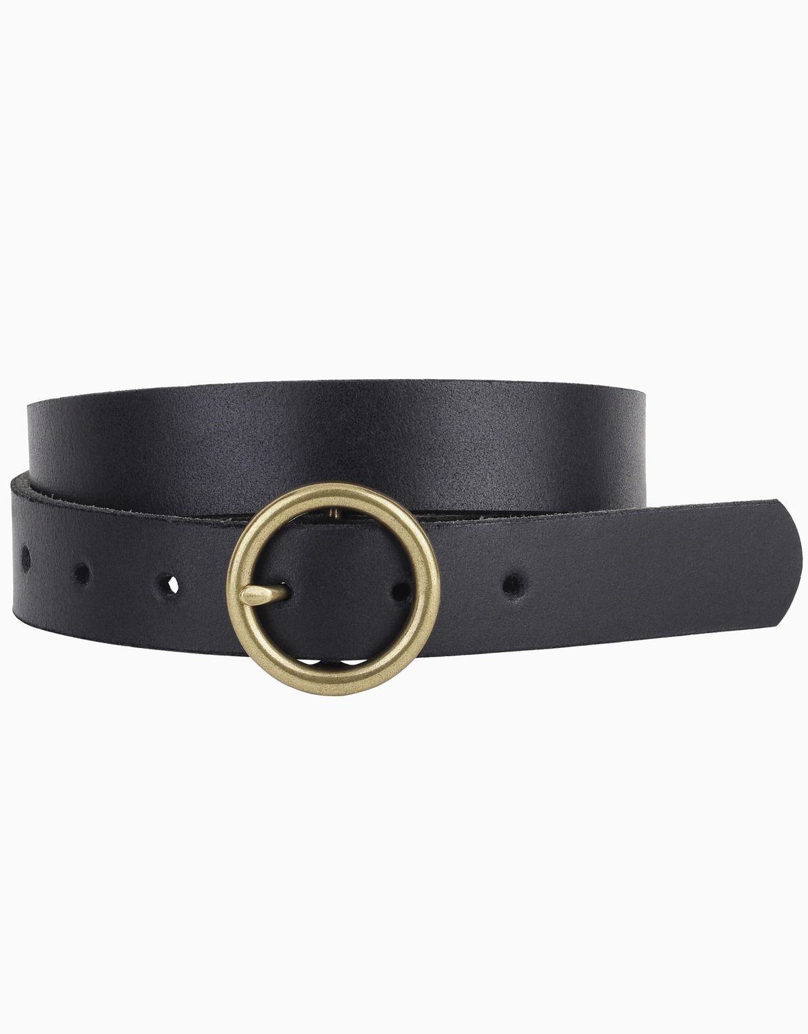Circle Buckle Leather Belt